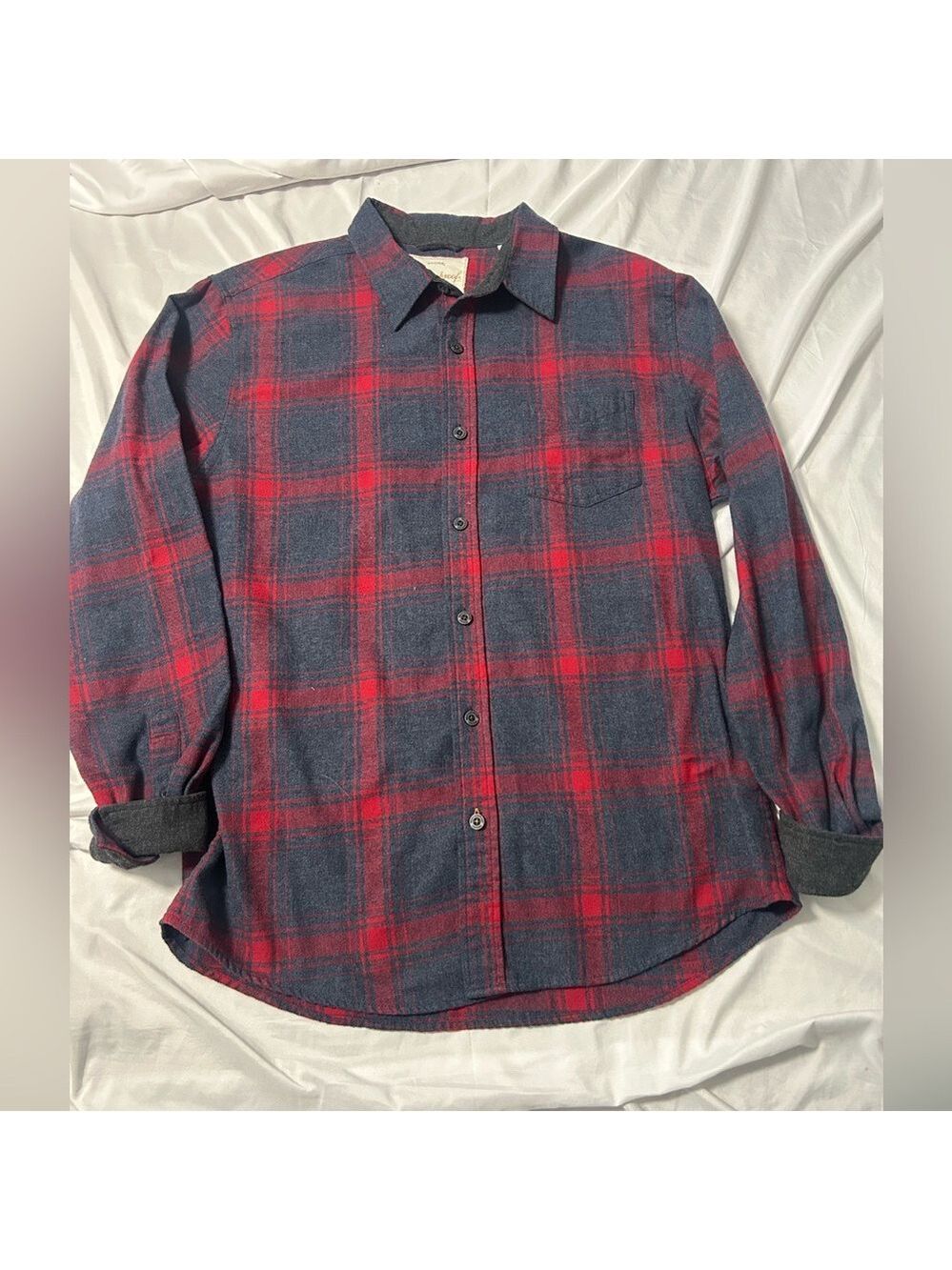 Weatherproof Vintage Men's Flannel Navy Red Men’s  Size Large Hiking Gorpcore